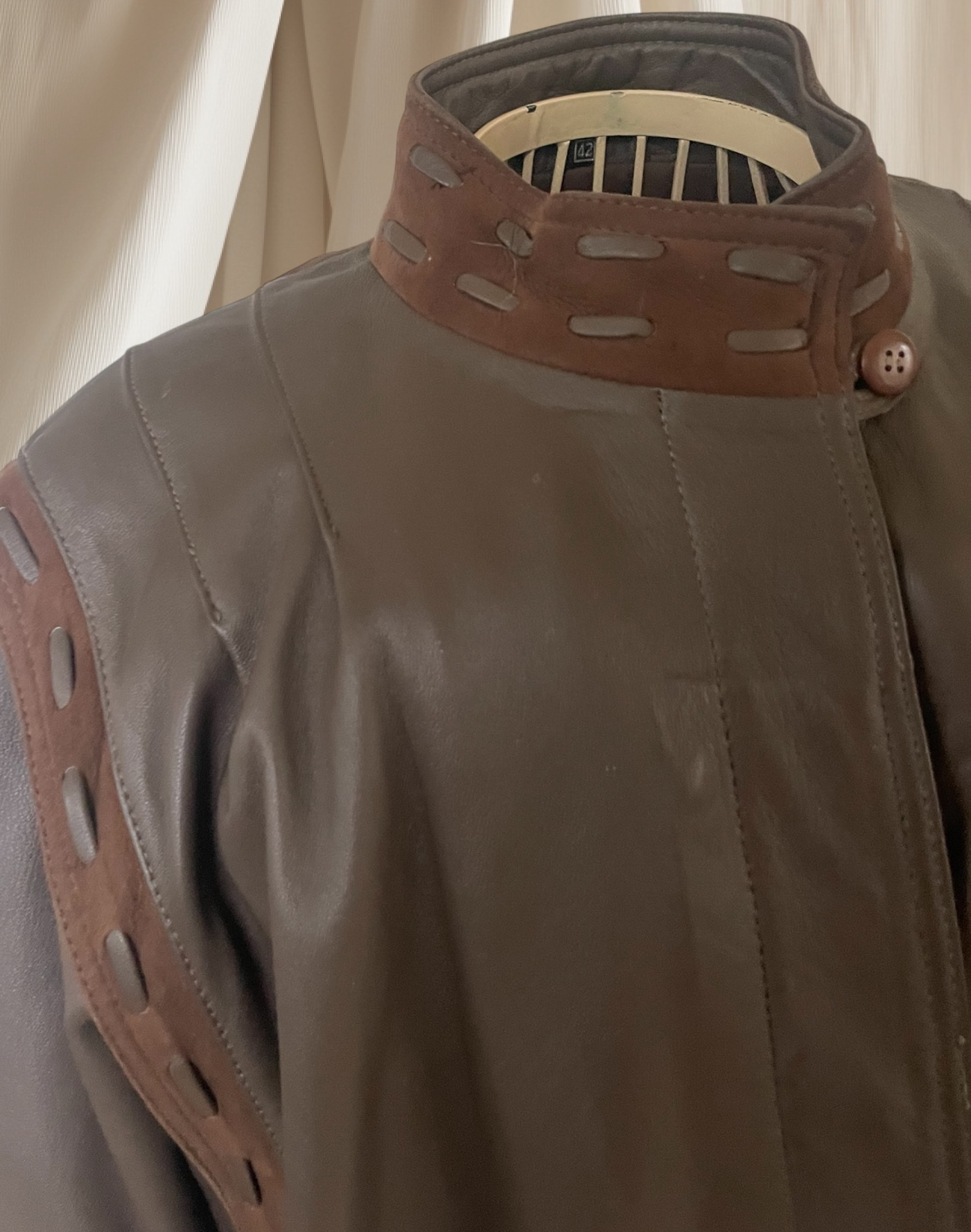 Dámský kožený retro kabát vel. 42
