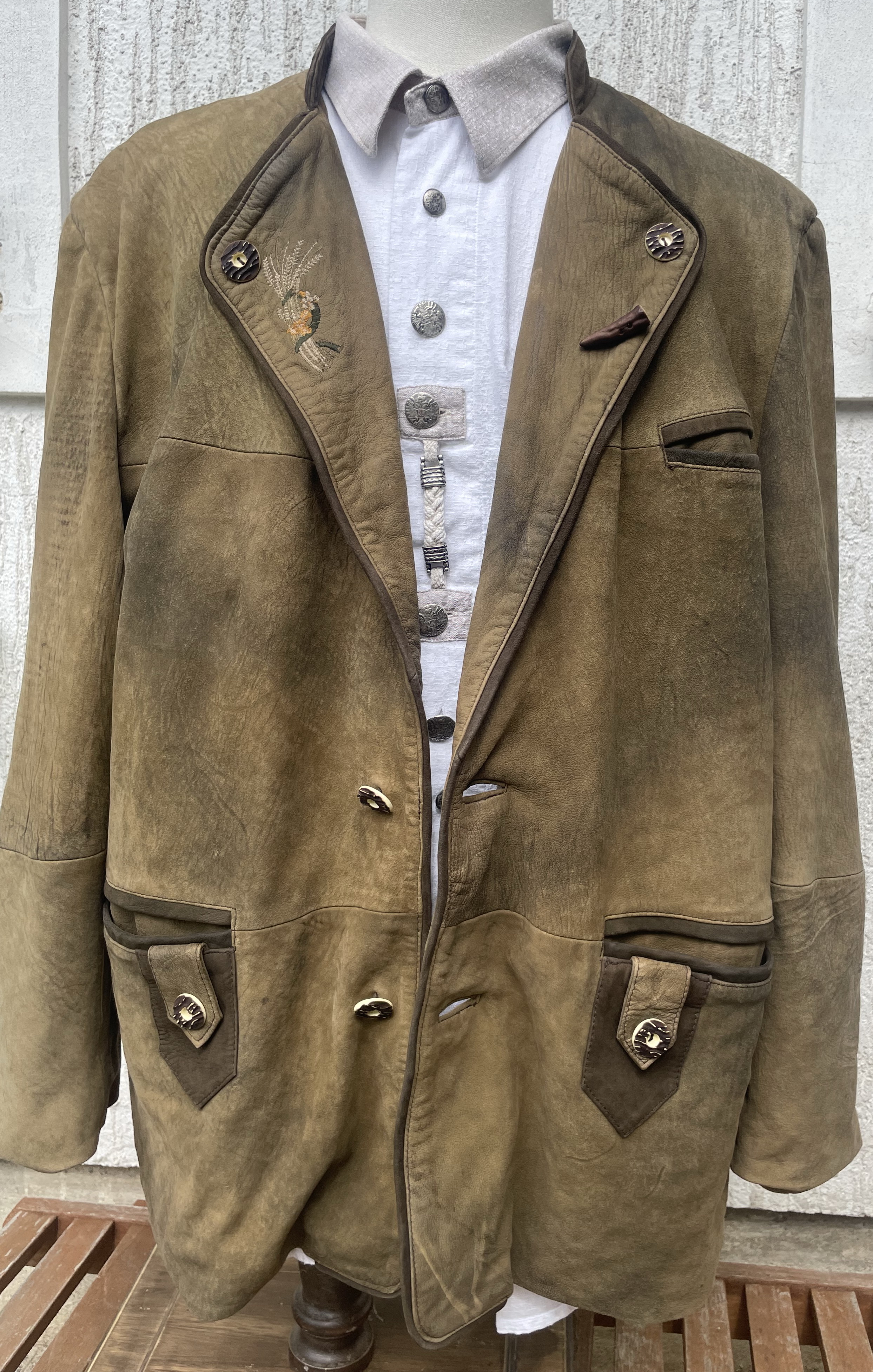 Pánské kožené sako myslivecký, selský, vintage styl Oktoberfest vel. XL