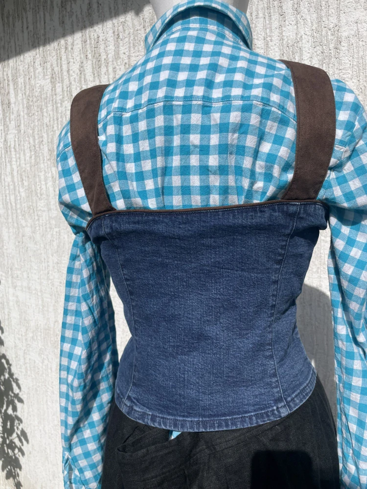 Dámský živůtek, top, halenka v selském, country, western stylu vel. 38
