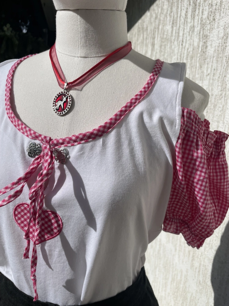 Dámské halenkové triko v dirndl, selském, country, western stylu vel. 40/42