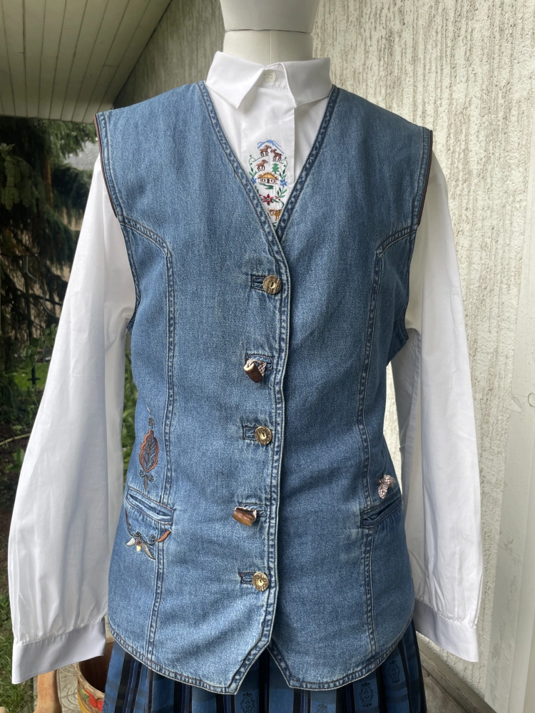 Dámská riflová vesta v selském, country, western stylu vel. 42