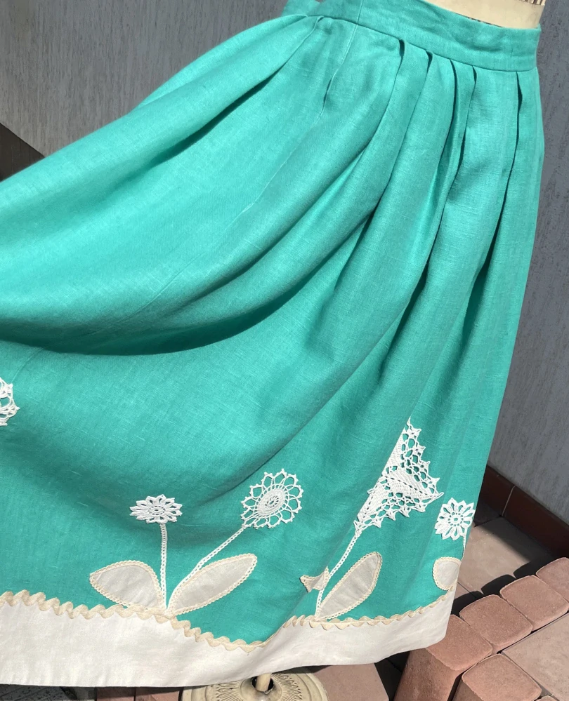 Dámská LNĚNÁ sukně v selském stylu vel. 36/38