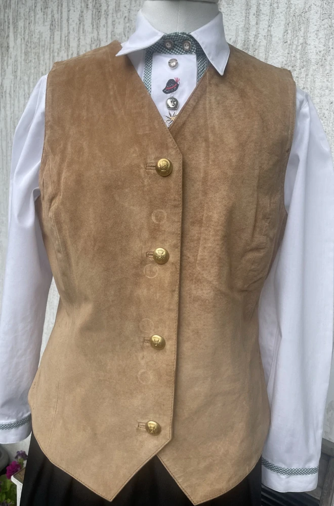 Dámská kožená vesta v selském, indiánském, country, western stylu vel. 42
