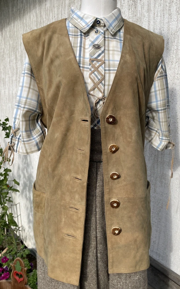Dámská kožená vesta v selském, country stylu kovbojka vel. 44/46