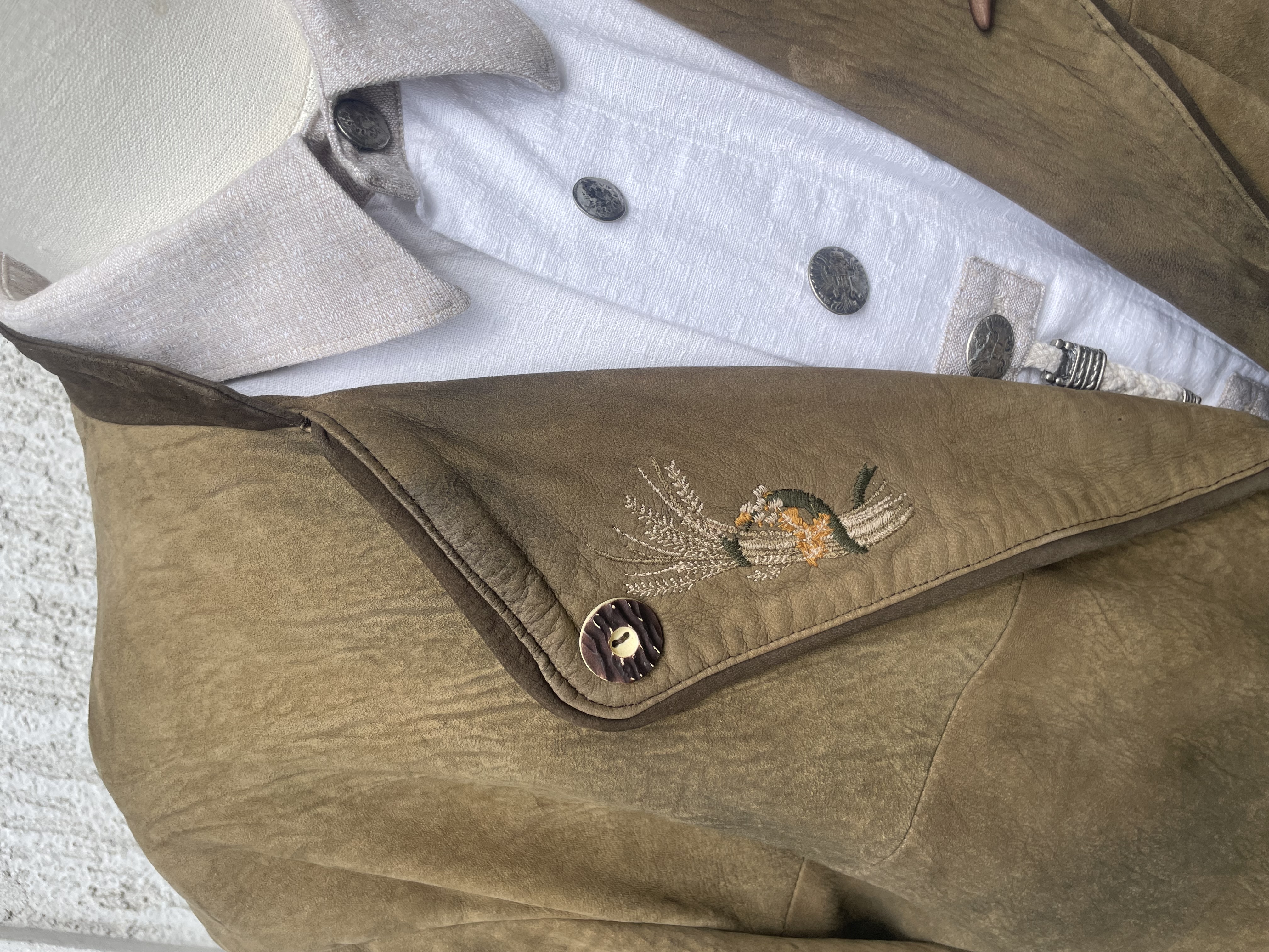Pánské kožené sako myslivecký, selský, vintage styl Oktoberfest vel. XL