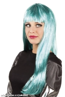karnevalová PARUKA TYRKYSOVÁ STŘÍBNÉ VLÁKNO*mořská panna