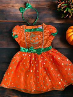 karnevalový kostým šaty + čelenka dýňová víla vel. 18-24 měs.