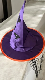 karnevalový doplněk klobouk s vlasy ČARODĚJNICKÝ 