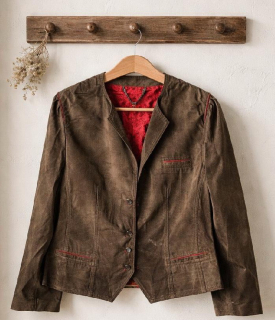 Dámské kožené sako, sáčko rustikální, selský styl vel. 50