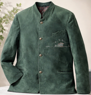 Pánské kožené sako v selském, mysliveckém stylu vel. M