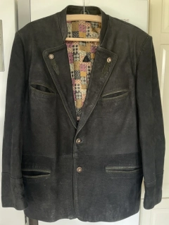 Pánské kožené sako v selském,  mysliveckém  stylu vel. L
