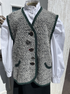 Dámská vlněná vesta v selském, mysliveckém stylu vel. 42