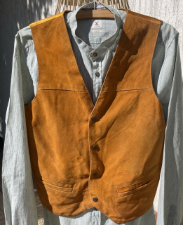Pánská kožená vesta v selském, vintage, western stylu vel. M