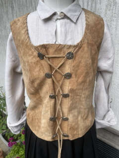 Dámský kožený živůtek v selském, dobovém, country, western stylu vel. 42