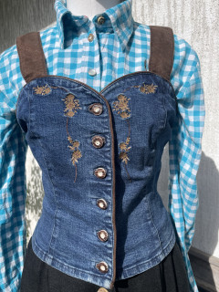 Dámský živůtek, top, halenka v selském, country, western stylu vel. 38