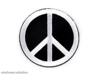 Nažehlovačka vyšívaná peace 7 cm průměr