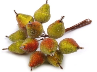 Dekorace hrušky 19x32 mm ojíněné TRAPSLÍK, SKŘÍTEK, VÍLA